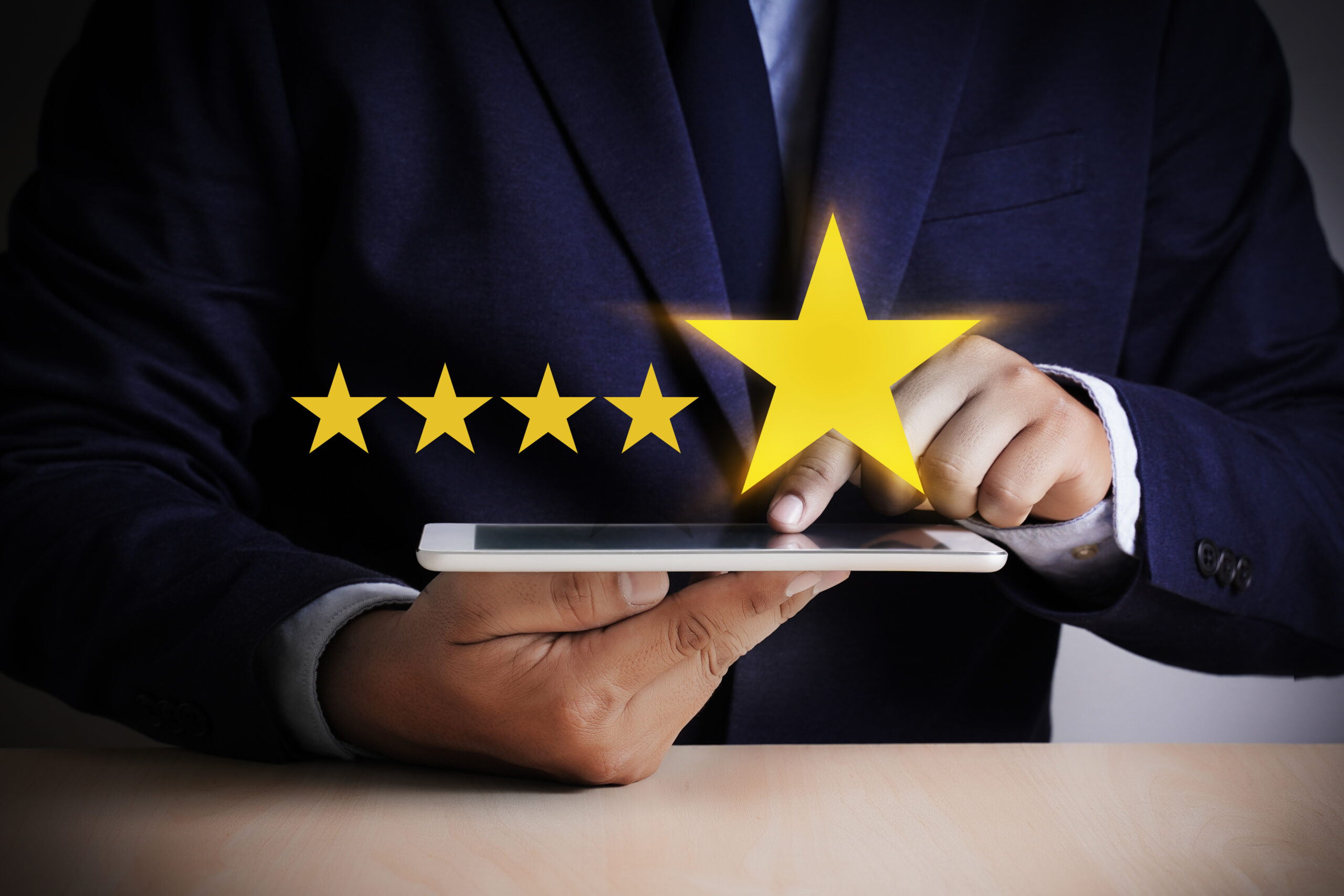 Man Happy Customer give  Five Star Rating Experience Customer se